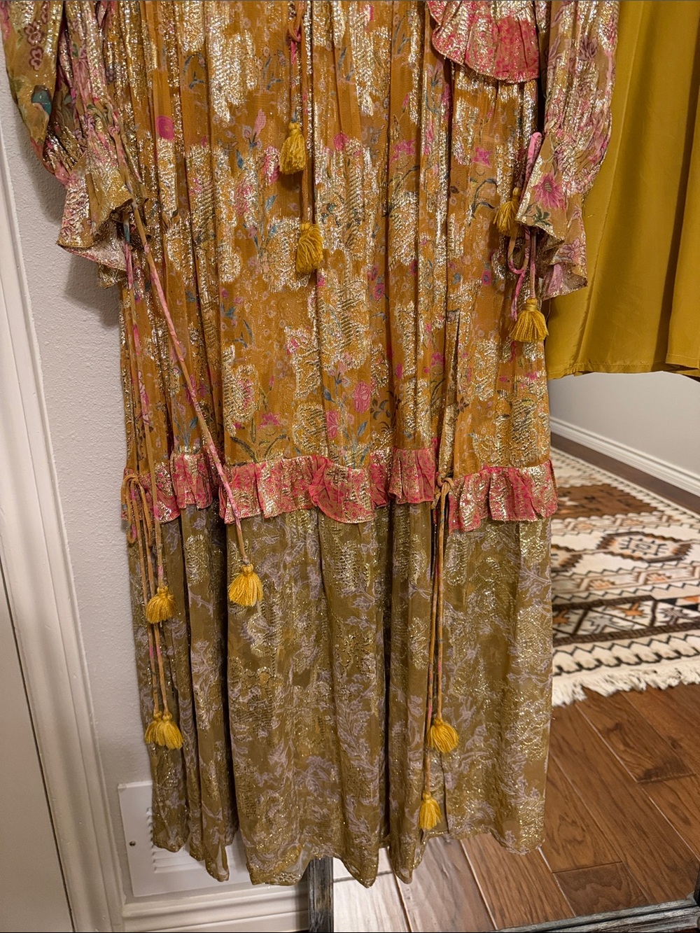 Hemant Nandita Maxi Dress in Mustard and Pink with matching slip dress - Picture 4 of 4